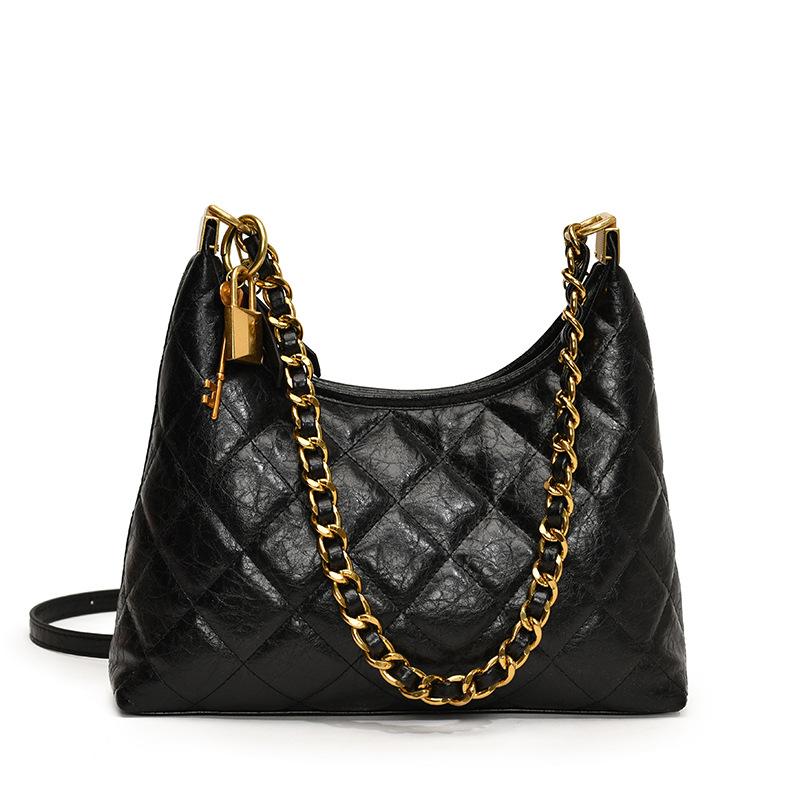 Rhombus Chain Bag, Women's 2025 New Autumn and Winter Fashionable Textured Shoulder Bag, Popular Commuter Messenger Bag This Year