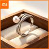 BF CLUB 925 Sterling Rings for Women Simple Geometric Handmade Irregular Pearl Zircon Ring Allergy For Birthday Gift