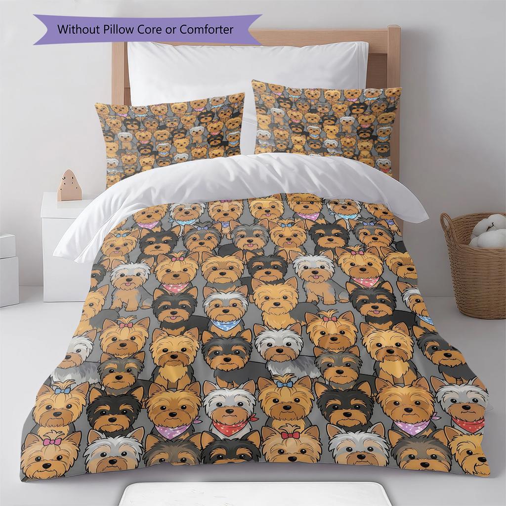Biancheria da letto con motivo cucciolo cartone animato, Set piumino Copripiumino Federa Regalo di compleanno per la casa (1 * copripiumino + 2 * federa, senza nucleo)