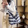 Tide Large-capacity Literary and Simple Lattice 2025 New Fashion Foreign Light Commuter Flannel Single Shoulder Tote Women's Bag