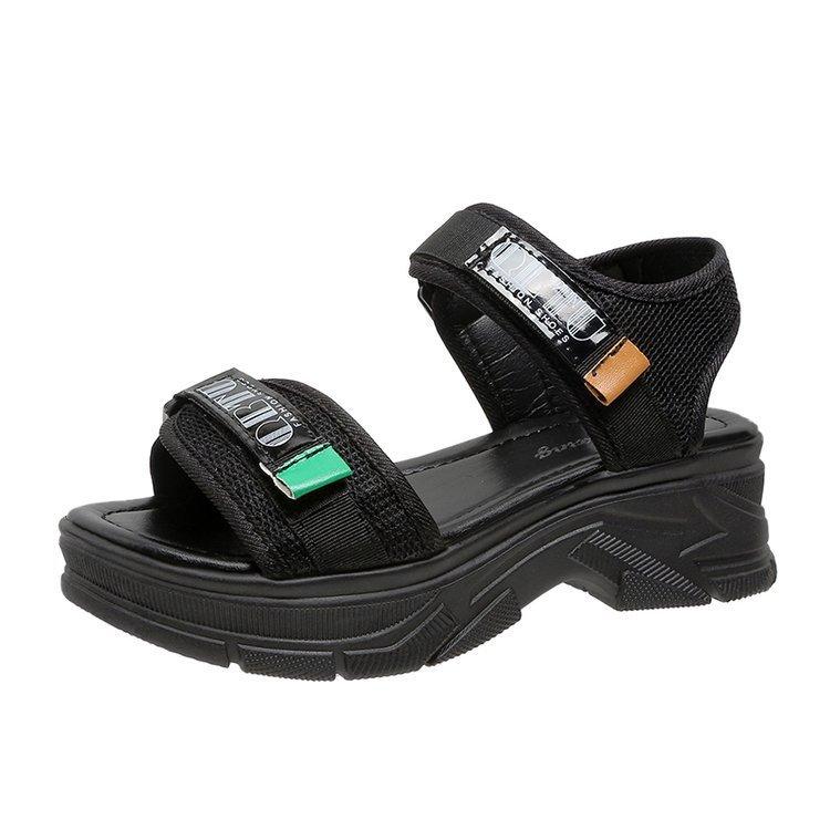 

Foreign trade women s sandals 2025 spring and summer new thick-soled heightening sandals sports style open-toed Velcro women s shoes 35 чёрный