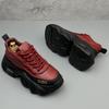 2024 Spring & Fall Men's Trendy Thick Sole Leather Sneakers - Non-slip & Wear-resistant.