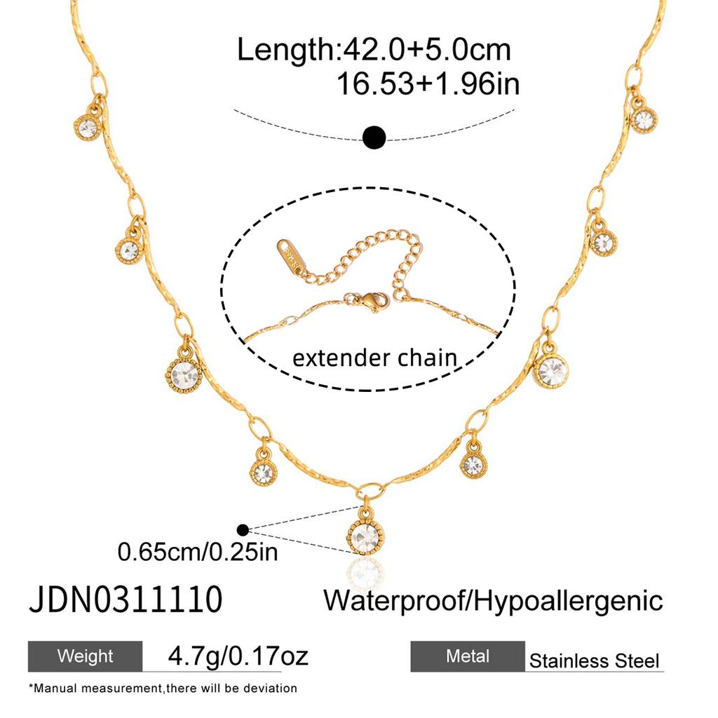 Youthway Delicate Round Crystal Pendant Necklace For Women 18K Gold Plated Stainless Steel Necklace Fashion Jewelry Gift
