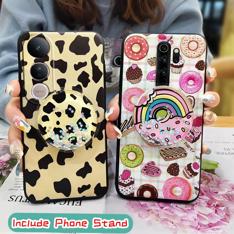 Simplicity Skin feel silicone Phone Case For VIVO V50 Lite 5G Global TPU Waterproof Rotatable stand Anti-knock cute
