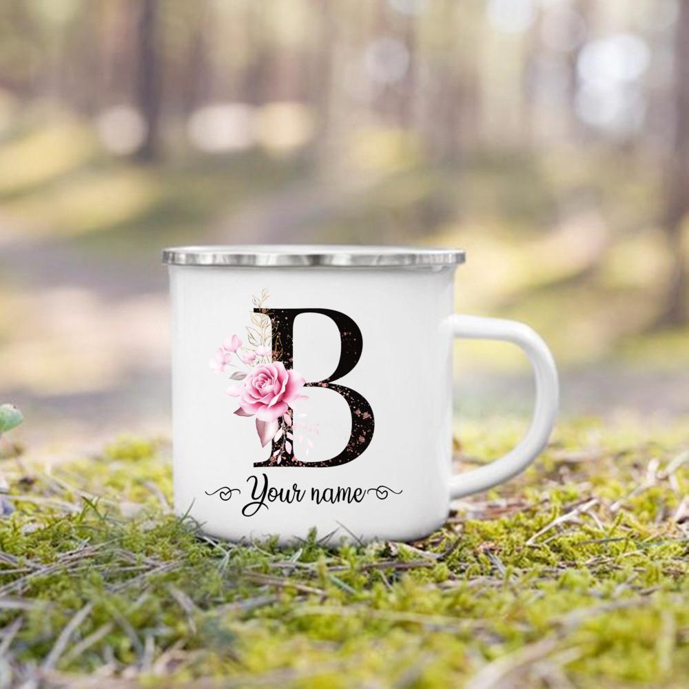 Personalized Mug Initial with Name Cup Custom Tea Coffee Hot Chocolate Mugs Wedding Bride Bridesmaid Mothers Day Gifts for Her