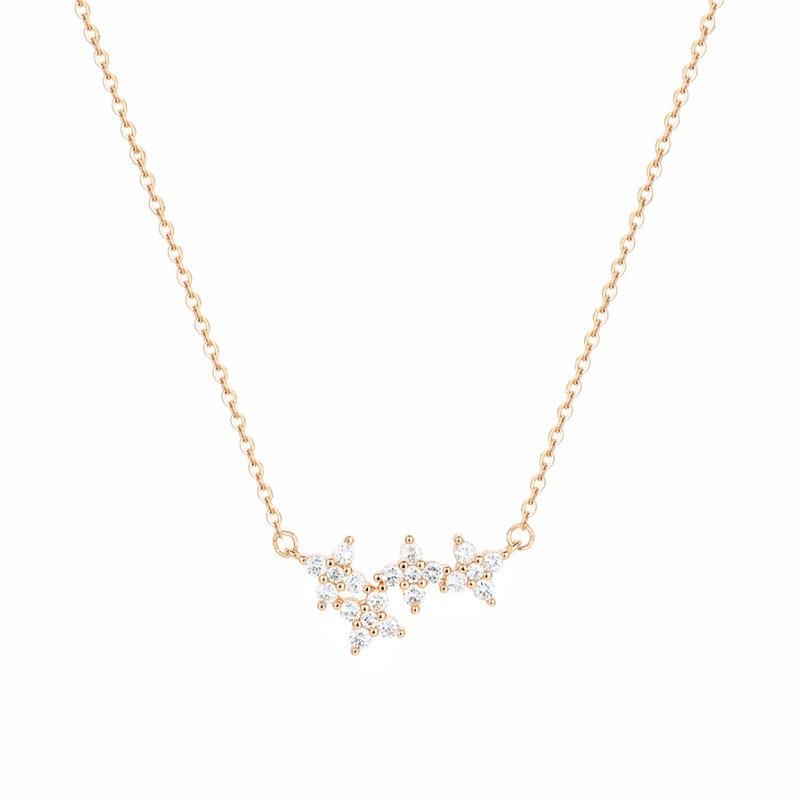 S925 Sterling Silver Four-leaf Clover Necklace Women's Exquisite High-end Feeling Full Diamond Pendant Fashion Gift