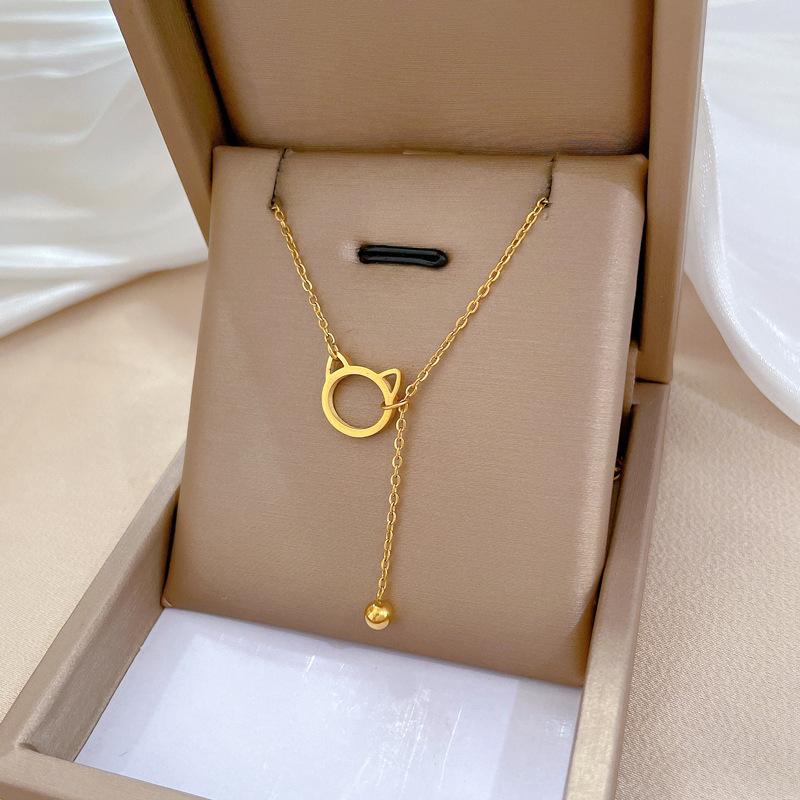 Geometric Planet Personality Minimalist Wind Furnace Real Gold Necklace Female Collarbone Chain