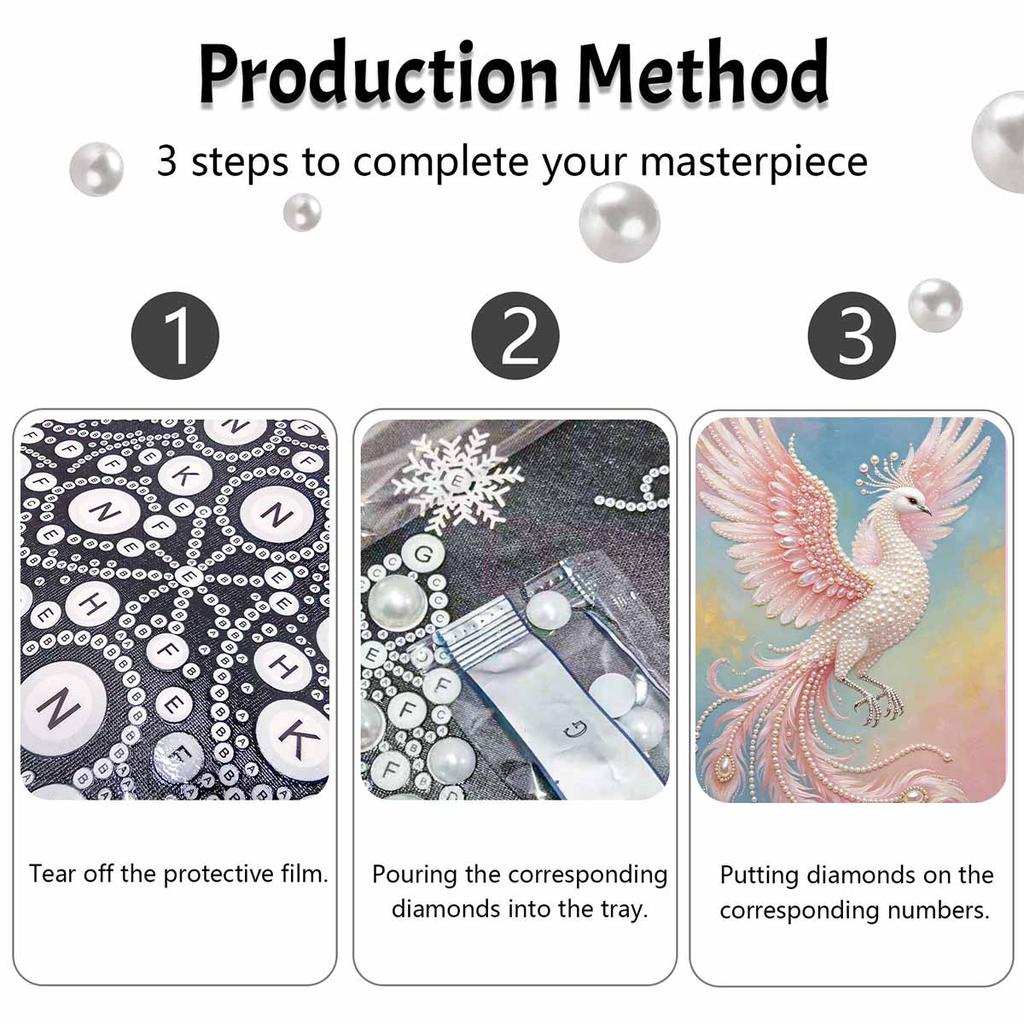 Shiny Pearl Elegant Phoenix DIY Painting Creative Bead Art Craft Household Wall Decoration Nice Present For Art Hobbyists Home Ornament Decor