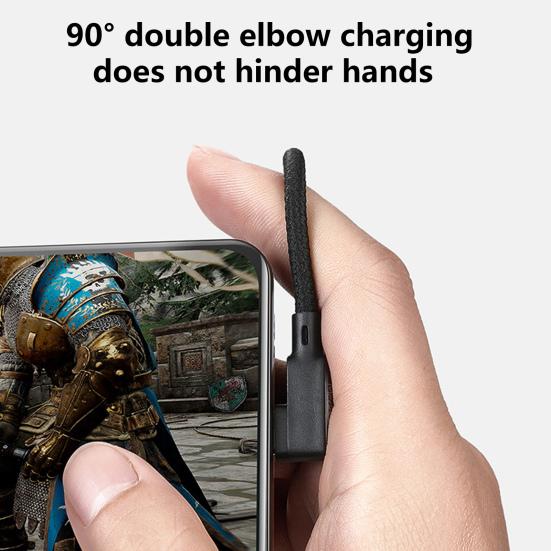 Spring Charging Cable Double Elbow QC4.0 Quick Charging 3A Stretchable Type-C Data Cord for Car