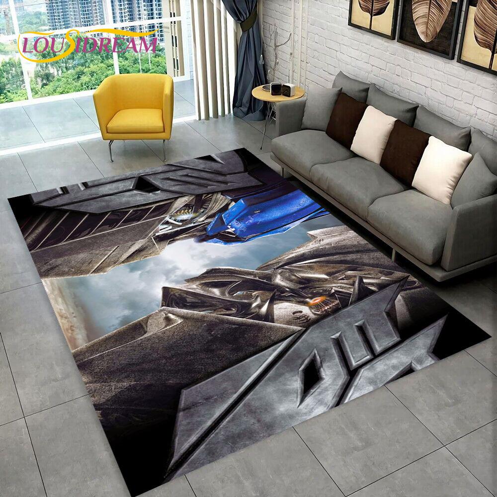 Cartoon T-Transformers Autobots 3D Rug Carpet for Living Room Bedroom Home Decor,Floor Mat Non-slip for Sofa Doormat Gift Kids