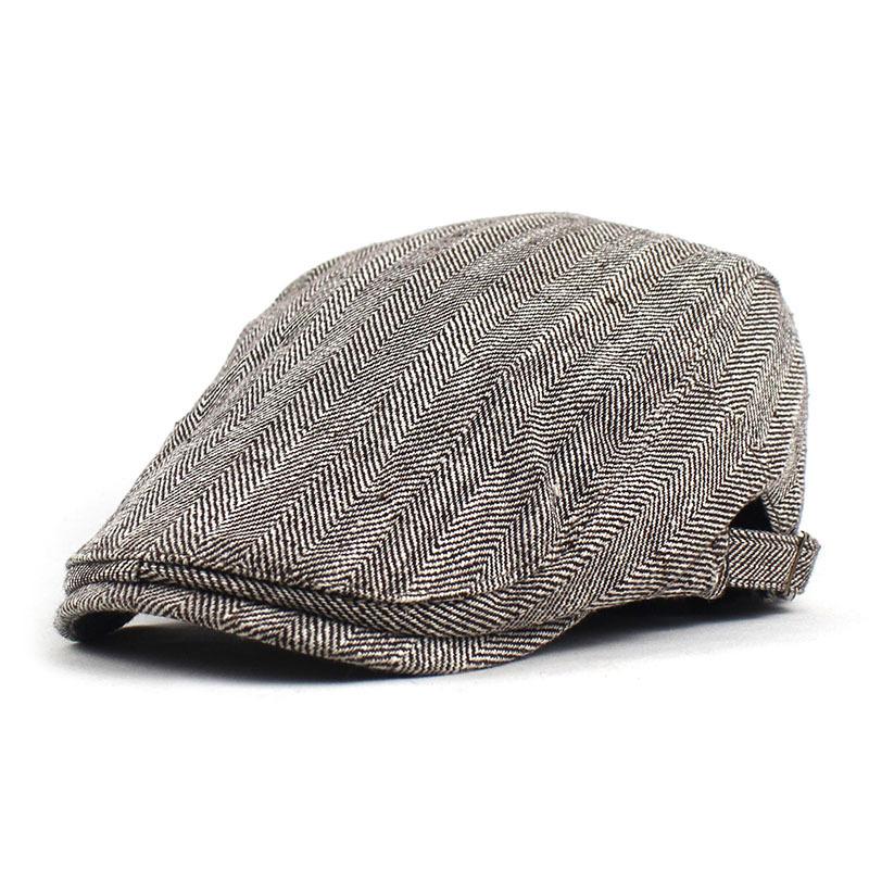 Beret fashion herringbone plaid duck tongue outdoor sports visor pure cotton old man hat new forward hat