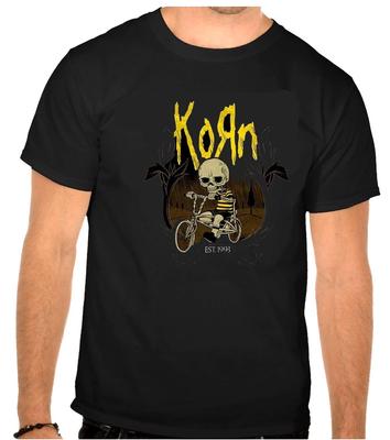 T-shirt nera con logo KORN Rock Music -1299-