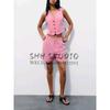 Spring New Split Vest 5320767 High Waist Linen Blended Shorts Female 3152503 1255430