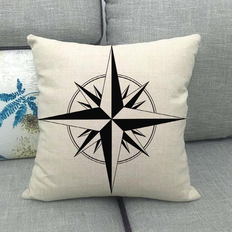 Nautical Elements: Rudder And Compass Digital Printing Short Plush Pillow Covers For Car Sofa Office Cushion Cover Home Goods