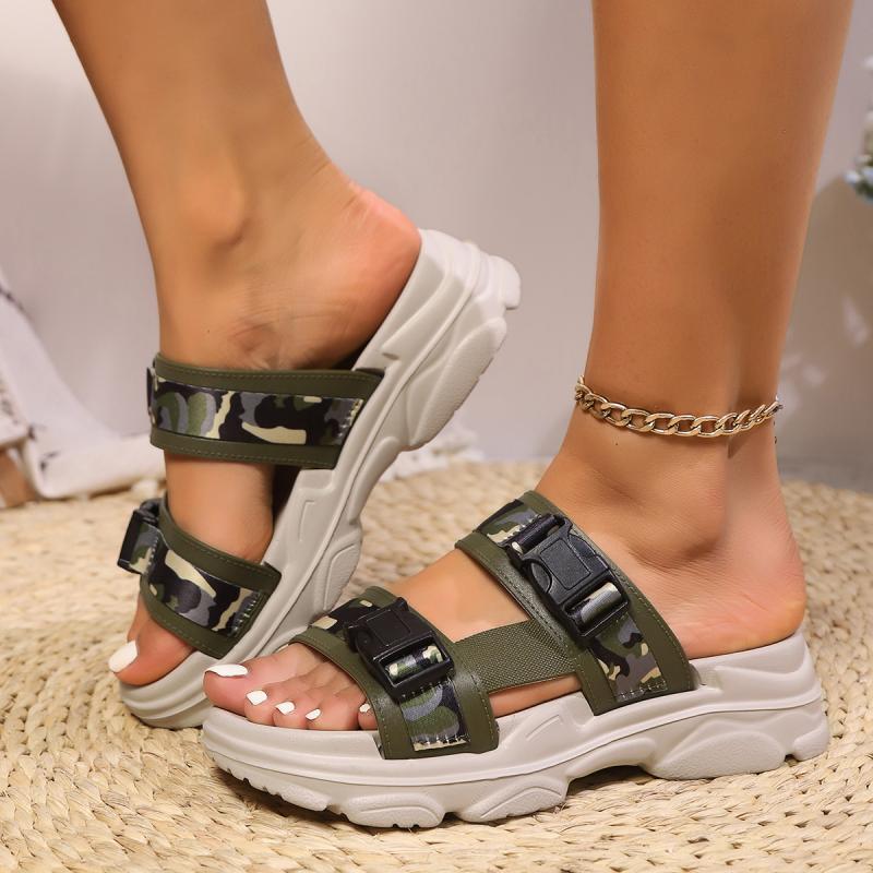 Casual Camouflage Strap Sport Sandals Women 2025 Summer Sexy Thick Bottom Soft Cloud Slippers Non Slip Outdoor Hiking Sandals