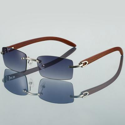 Occhiali da Sole Rettangolari Senza Montatura Uomo Classici Vintage Lenti Sfumate Donna Trendy Moda Marca di Lusso Designer Occhiali da Sole