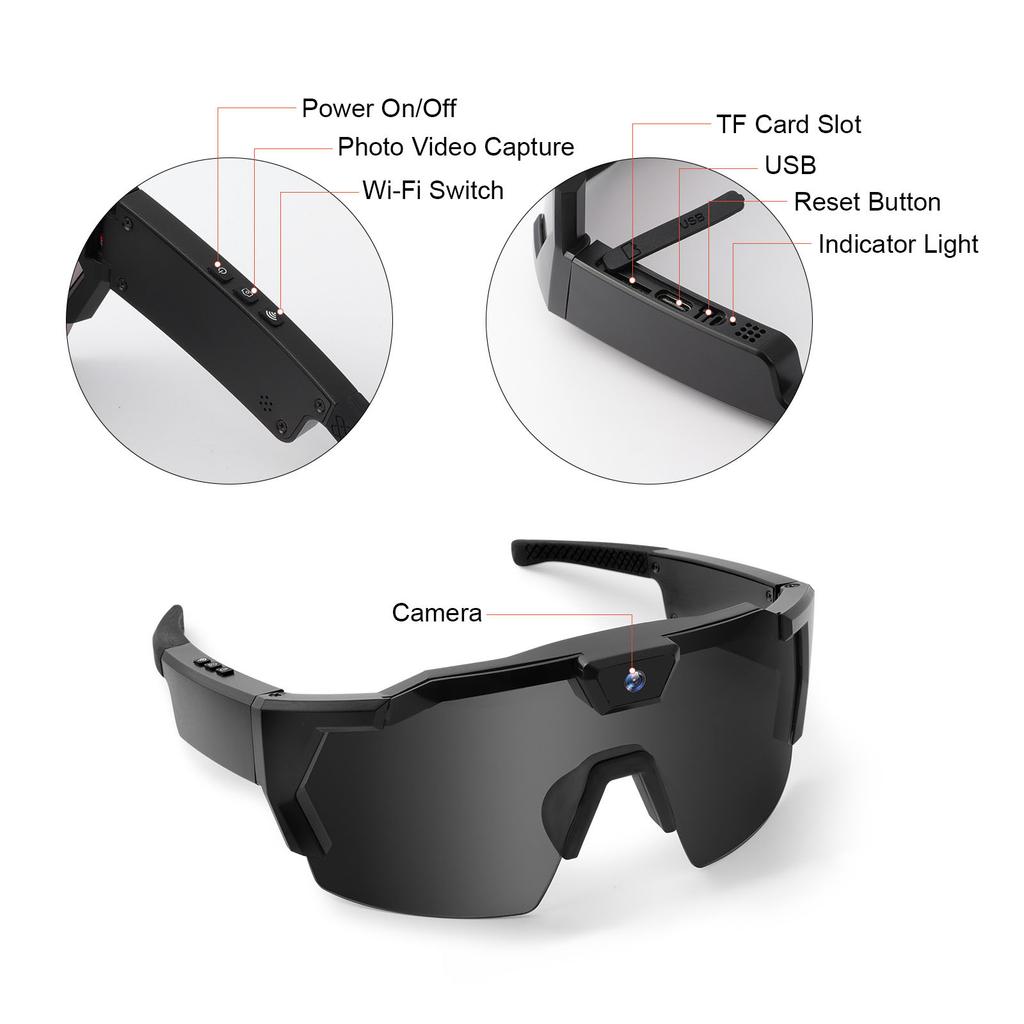 Action-Sonnenbrille zum Radfahren 4K HD KI-Smart-Brille 64G ROM Sportkamera-Sonnenbrille Outdoor-Fahrradfahrer Video-Rekorder Walk Cam