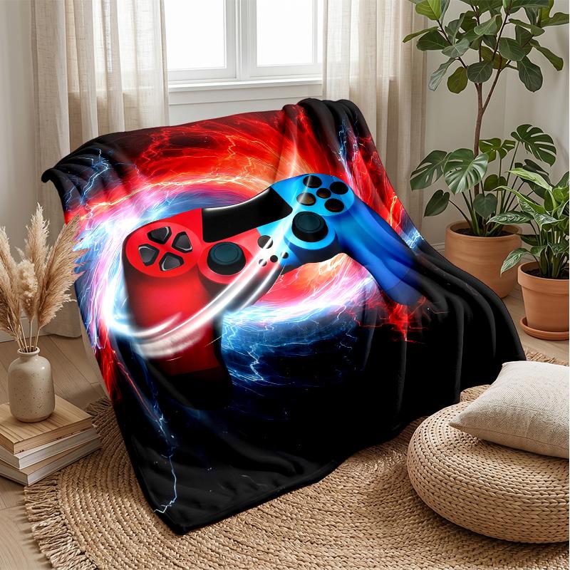 Red and Blue Game Controllers Theme Blanket Lightweight Warm Flannel Blanket Decorative Throw Blanket for Home Decoration