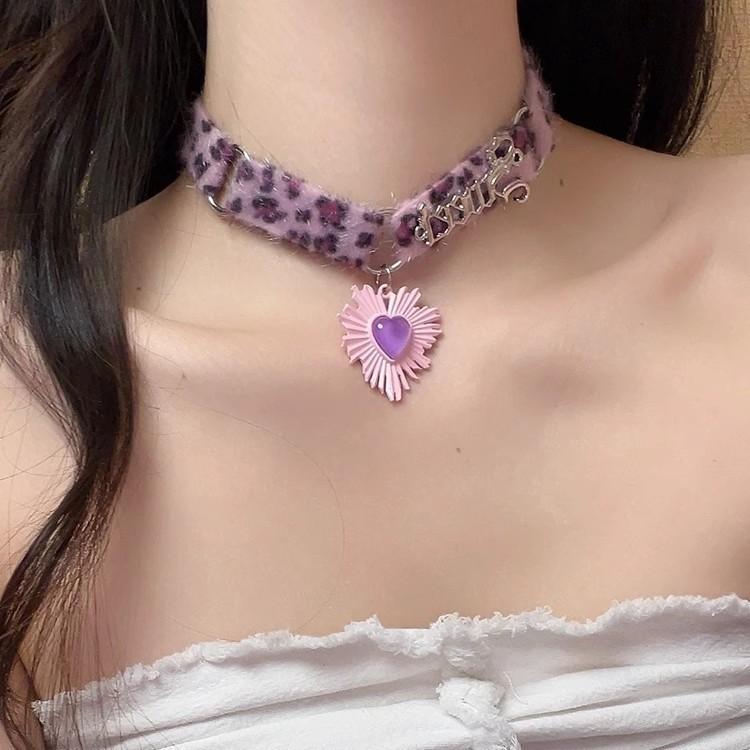 Plüsch Leopard Knochen Halskette Choker Koreanische Kawaii Fashion Star Anhänger Halskette Harajuku Sexy Zubehör Frauen Y2K Schmuck Geschenk