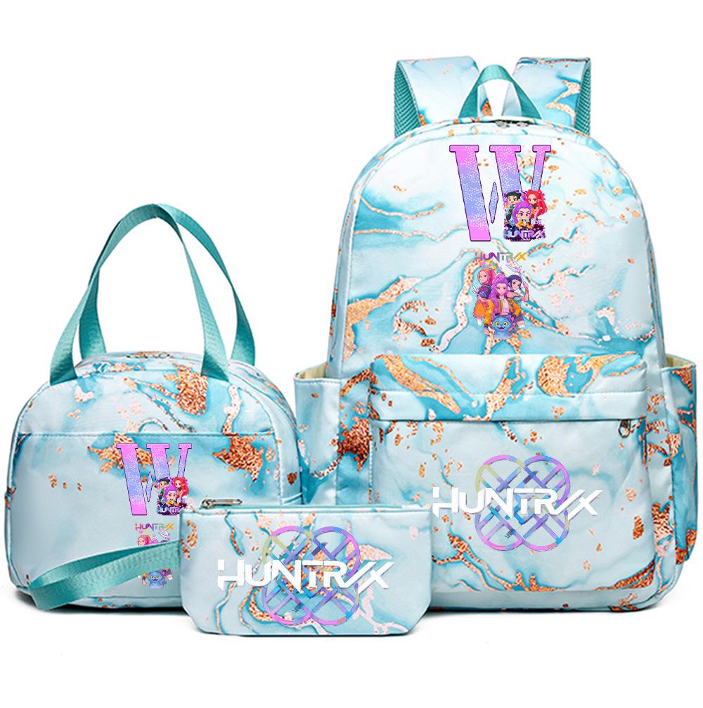 3Pcs/set Anime English Letter A-Z Printed Backpack Handbag Pencil Case for Teenager Student Girl Boy Bookbag Travel Bag Kid Gift