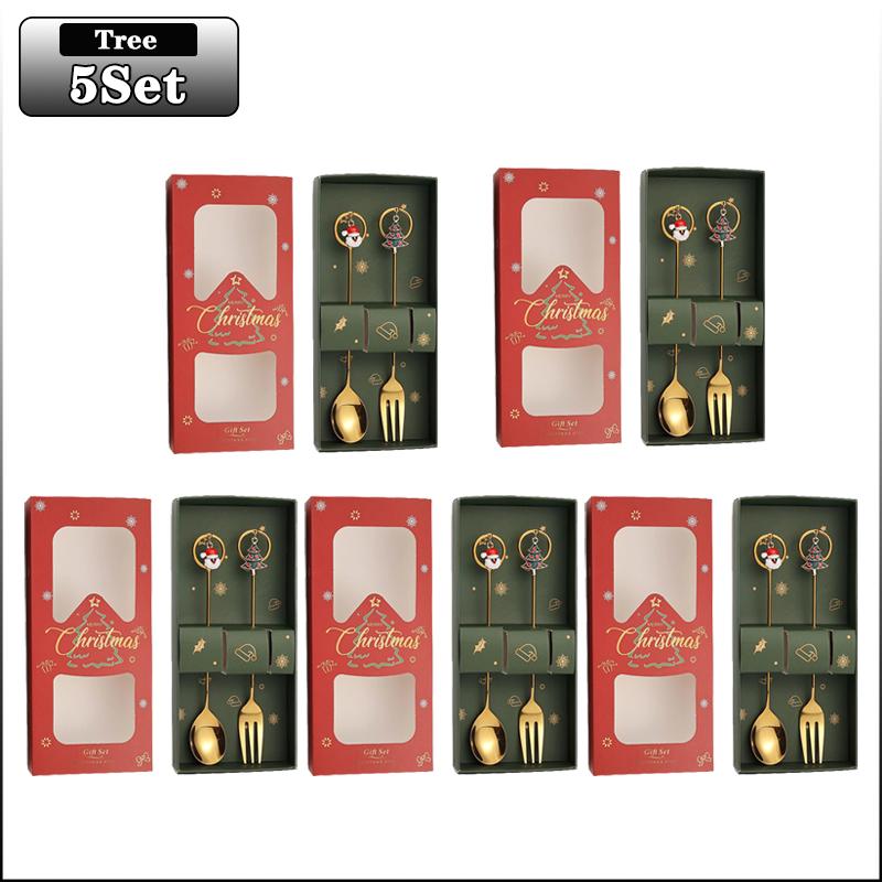 20Sets Christmas Spoon Set Cute Christmas Gift Cutlery Two Sets Father Christmas Doll Dessert Spoon Cutlery Set Christmas