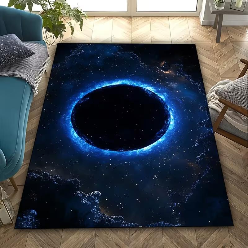 Abstract Universe Black Hole Pattern Printed Floor Mat Anti Slip Suitable for Living Room Bedroom Kitchen Mechanical Decoration