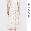 French Romantic High-Waist Printed A-Line Midi Skirt