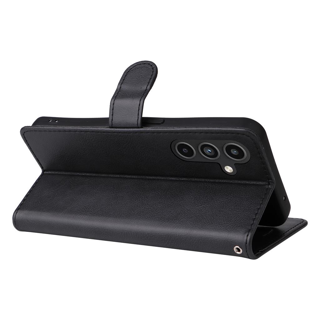 For Samsung Galaxy A15 5G Case Solid Color Leather Mobile Cover Wallet Stand with Strap