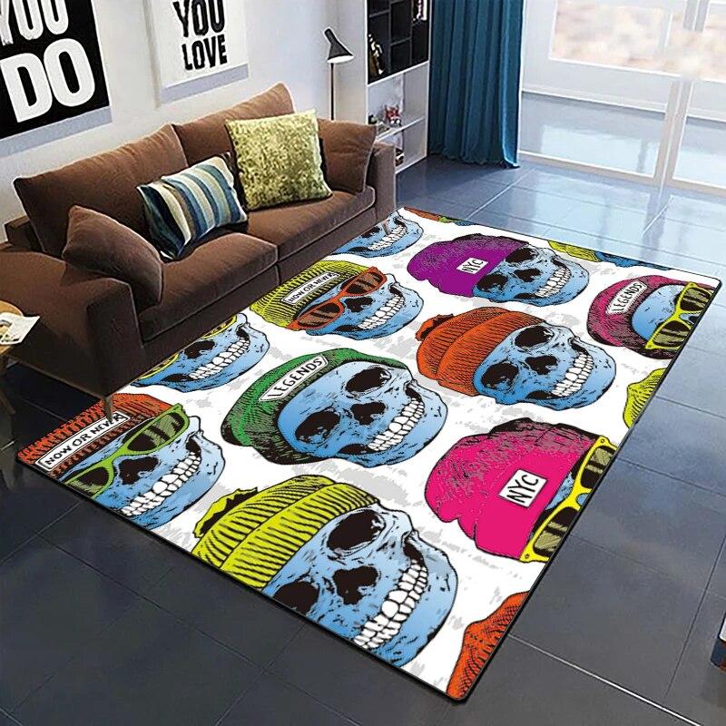 Horror Series Skulls Before Christmas Pattern Area Rug Bedroom Sponge Bedside Mat Entrance Door Carpet Washable