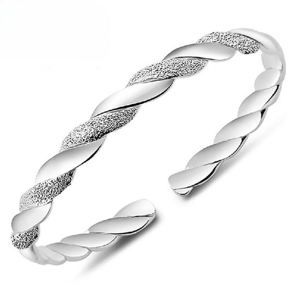 Love Intertwined Bracelet Women White Copper Silver Plated Fashion Jewelry Open Bangle