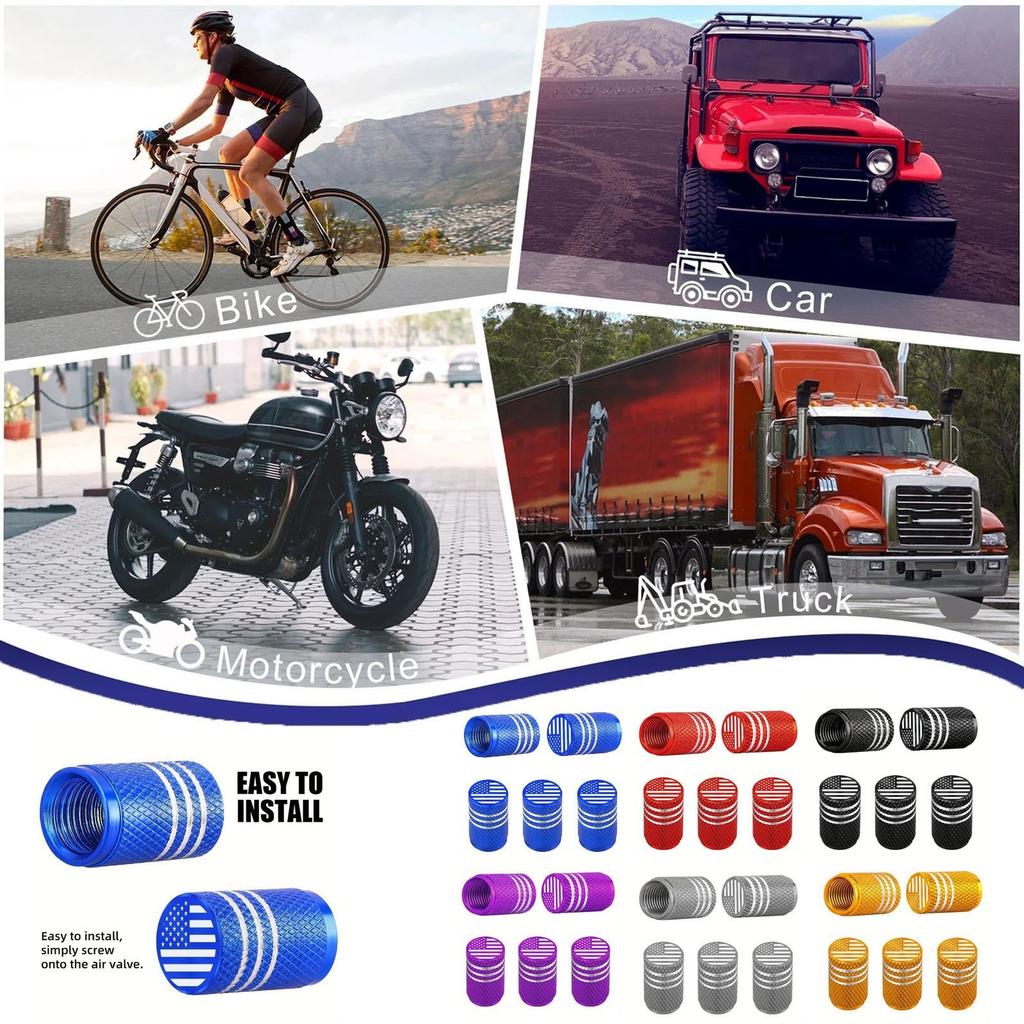 Tire Stem Cap Cover 4 Pack Tire AirCap Metal With Plastic Liner Resistant Leak-Proof For Car Truck 4PC