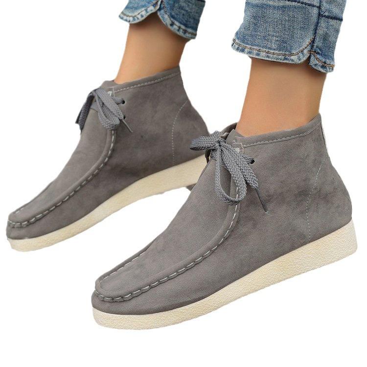 Casual large-size high-top women's shoes autumn new comfortable soft-soled lace-up single shoes