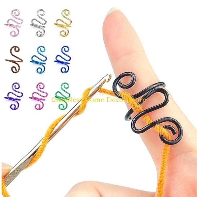92MF 10/14/15 Pcs Snake Shape Crochet Rings Tension Guide Yarn Rings Knitting Accessories for Mother Women