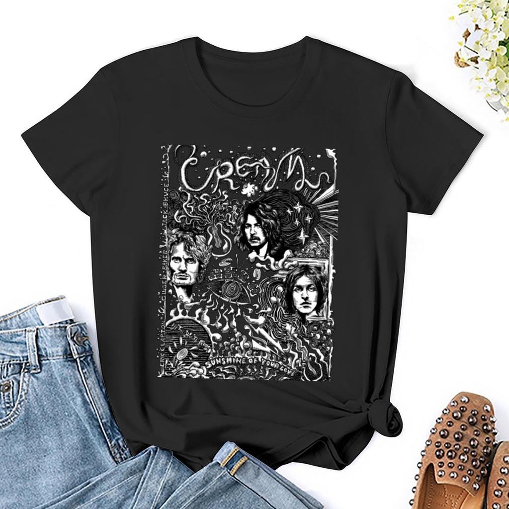 Cream Band T-Shirt Aesthetic Clothes Korean Fashion T Shirts For Women