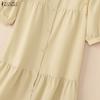 ZANZEA Women Casual Round Neck Solid Color Loose Short Sleeve Dress