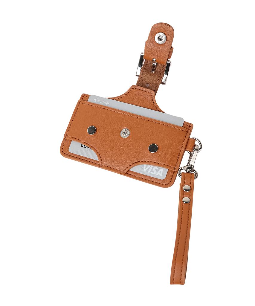 Noise Buckle Stud Card Wallet - Brown