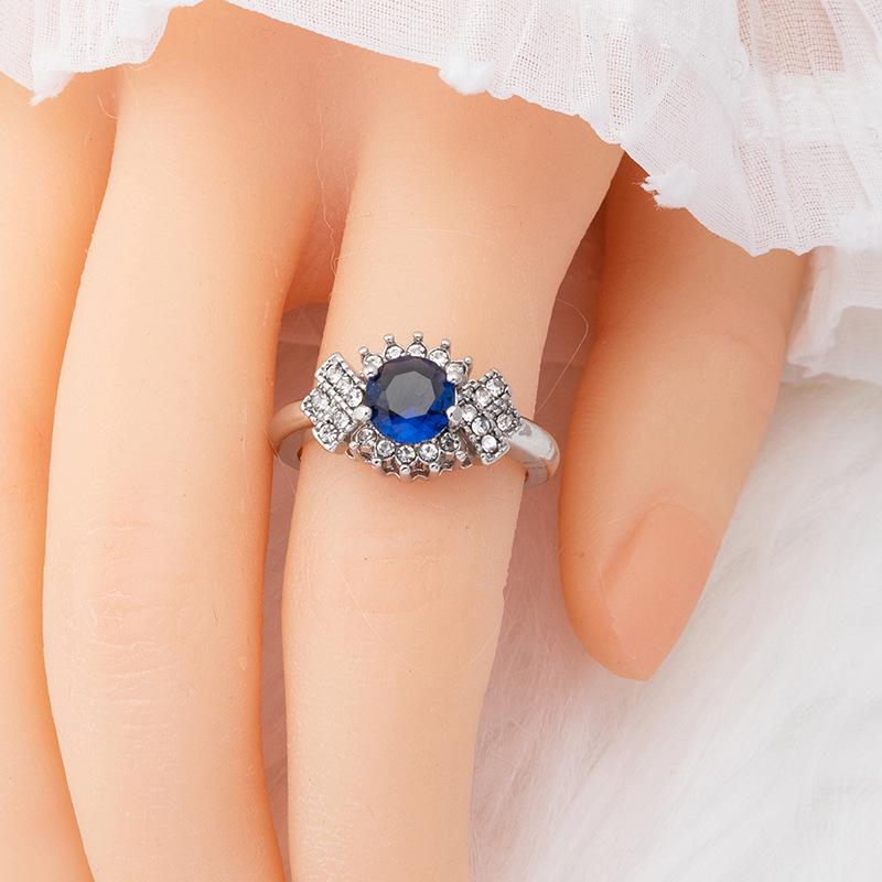 Elegant Royal Blue Rhinestone Women's Ring