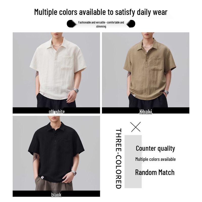 :CHOCOOLATEit Men's Summer Linen Blend Polo Shirt