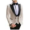 Plus Size Men's White Three-Piece Suit for Weddings and Business