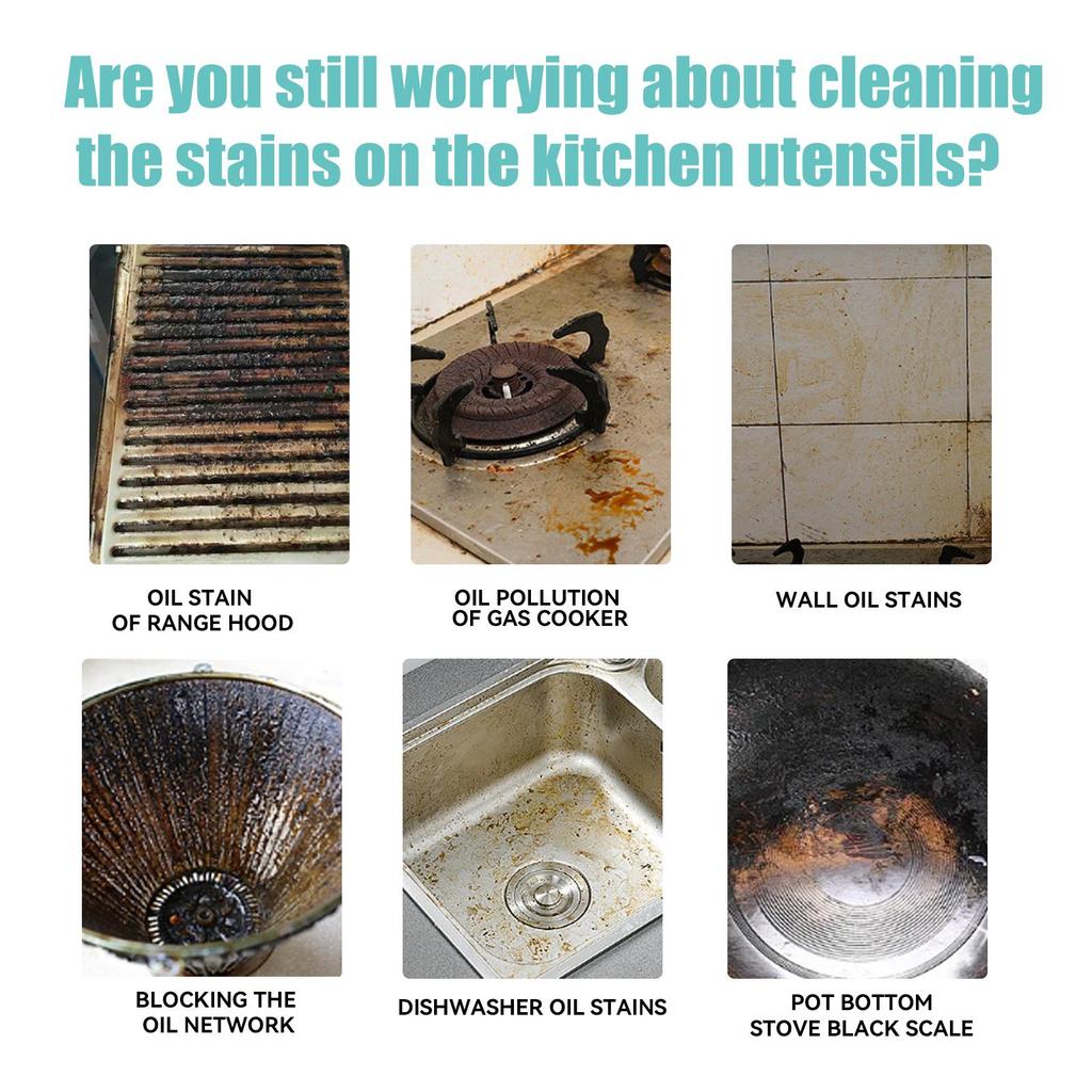 Kitchen Cleaner for Stovetop, Range Hood & Cookware - Heavy Duty Degreaser for Oil Stains & Burnt-on Residue