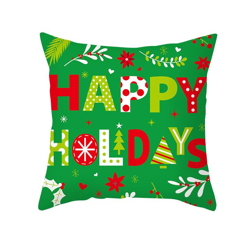 Home Products Christmas Cushion Cover Cartoon Letter Print Peach Skin Cushion Cover
