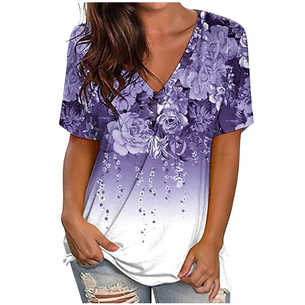 

Элегантная рубашка в стиле манга с V-образным вырезом для женщин, топы holgados con estampado с цветочным принтом в 3D, различные цвета 6XL