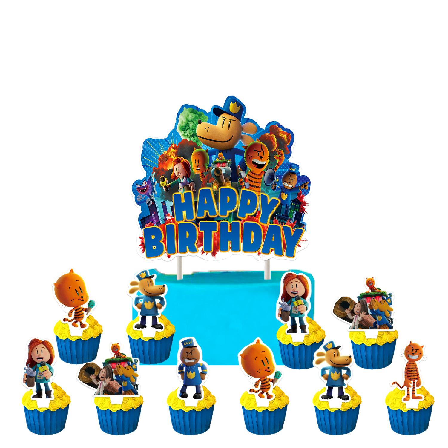 

Dog Man theme Birthday Party backdrop banner cake topper Balloons Baby Shower for kids Birthday Party Supplie Gift