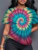 Women'S Psychedelic Tie Dye T-Shirt - Vintage Swirl Multi-Color Design (Suitable for Music FestivalsDaily Wear) - Comfortable Fit Summer Top - Machine