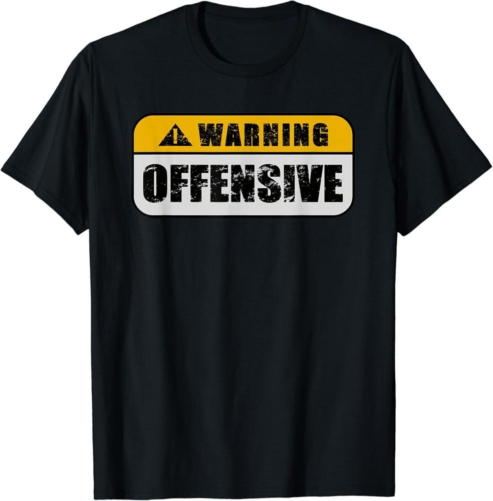 Warning Offensive Sign Funny Joke Distressed Gift Unisex T-Shirt