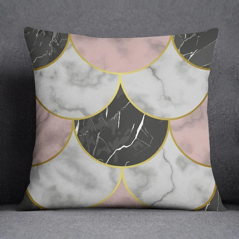 Nordic Luxury Geometric Texture Print Pillowcase Home Bedroom Room Decoration Office Seat Living Room Sofa Cushion Cover 45X45Cm