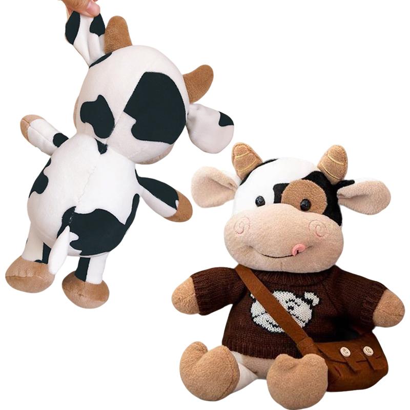 30cm Cute Cow Dolls Sweater Little Cow Plush Toy Chinese Zodiac Stuffed Animals  Cloth Doll New Year's Gift Girl's Birthday Gift