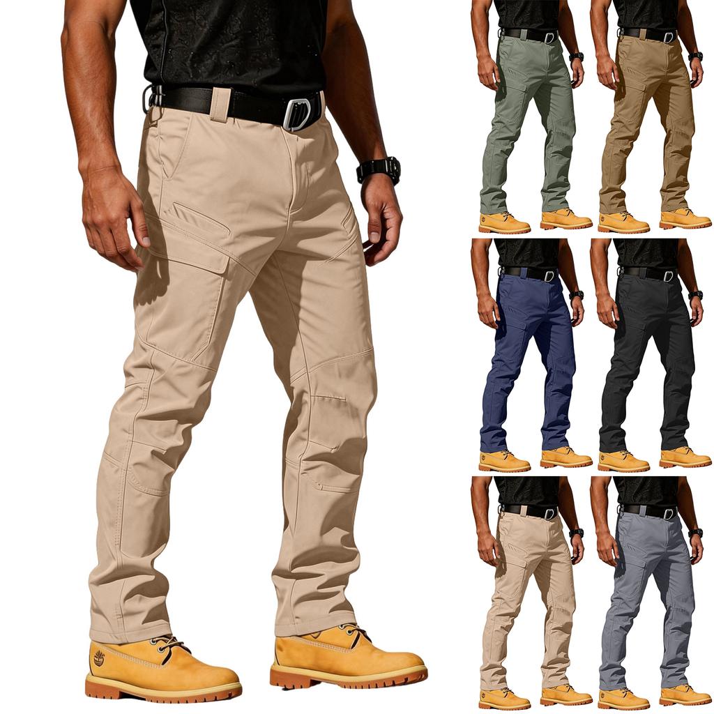 Men's Multi-pocket Tear-resistant Fabric Work Pants For Outdoor Hiking And Casual Wear. (Without Waistband)