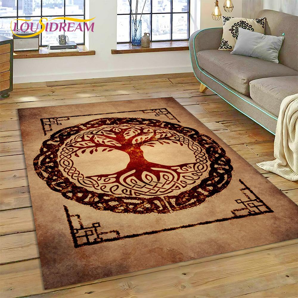 3D Strom života Příroda Viking Yggdrasil Severský Koberec pro Obývací pokoj Ložnice Dekorace, Protiskluzová Dekorace na Pohovku Rohožka Dárek