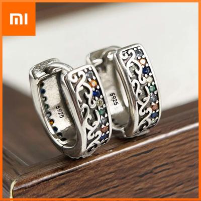 925 Sterling Silver Earrings For Women Trendy Geometric Retro Zircon Earring Jewelry Prevent Allergy Party Gift Accessories